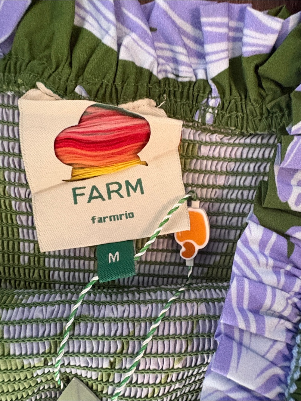 Worn once - FARM Rio Green and Lavender Floral Maxi Dress - Picture 3 of 3